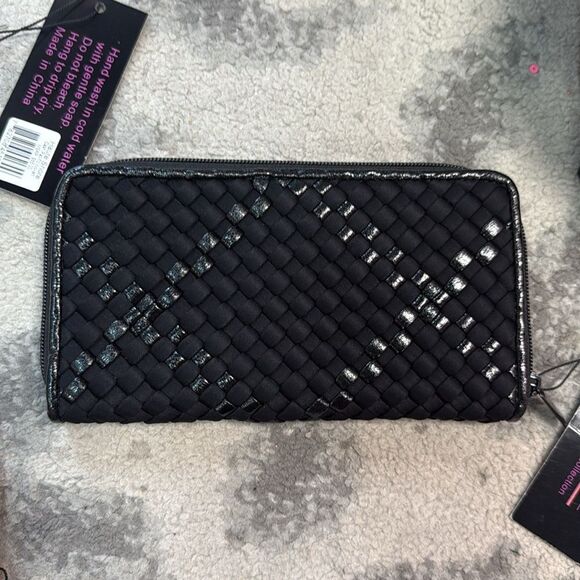Elegant Woven Wallet - Black, Blue, Cream - Card Slots - BRAND NEW Woven Zip Up - Picture 3 of 6